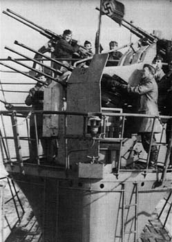 U-745 with the quadruple 2cm AA gun 38/43 U 