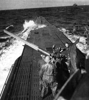 U-123 attacking with her deck gun